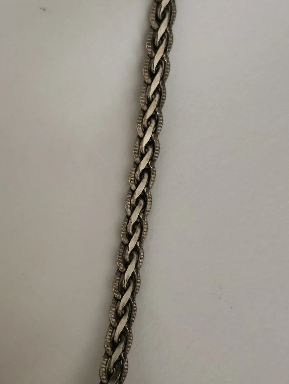 Sterling-Look Twisted Rope Chain Necklace in Silver Tone 24 Inches